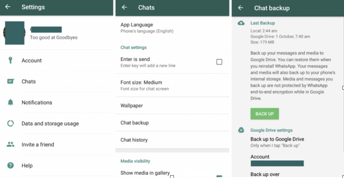 Configuring and Creating Backups in WhatsApp
